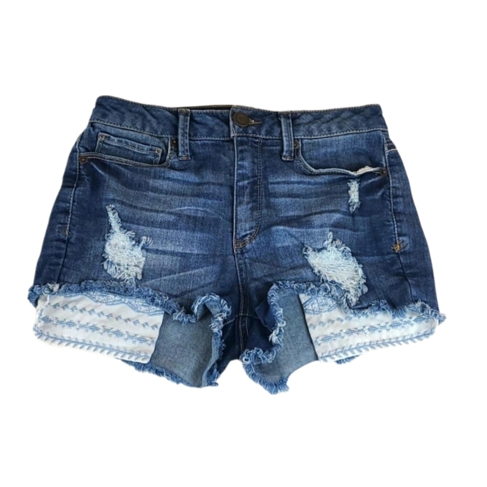 Vintage Mudd Distressed High-Rise Denim Flex Stretch Shorts, Size 3
